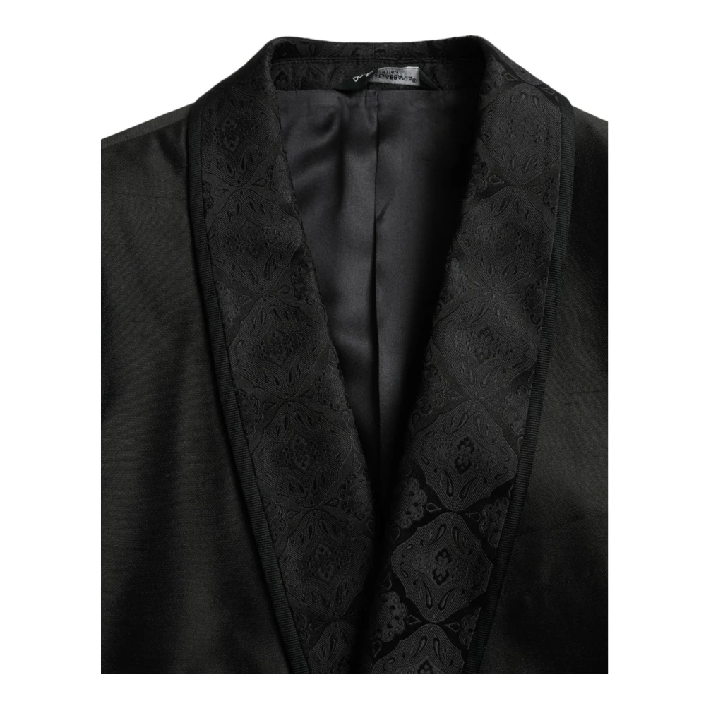 Dolce & Gabbana Zijden Blazer met Eén Knoop Black Heren