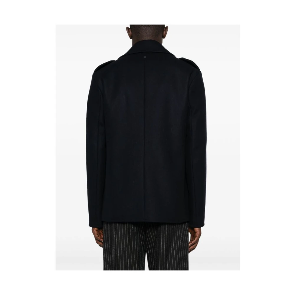 Dondup Navy Blauwe Wollen Jas Blue Heren