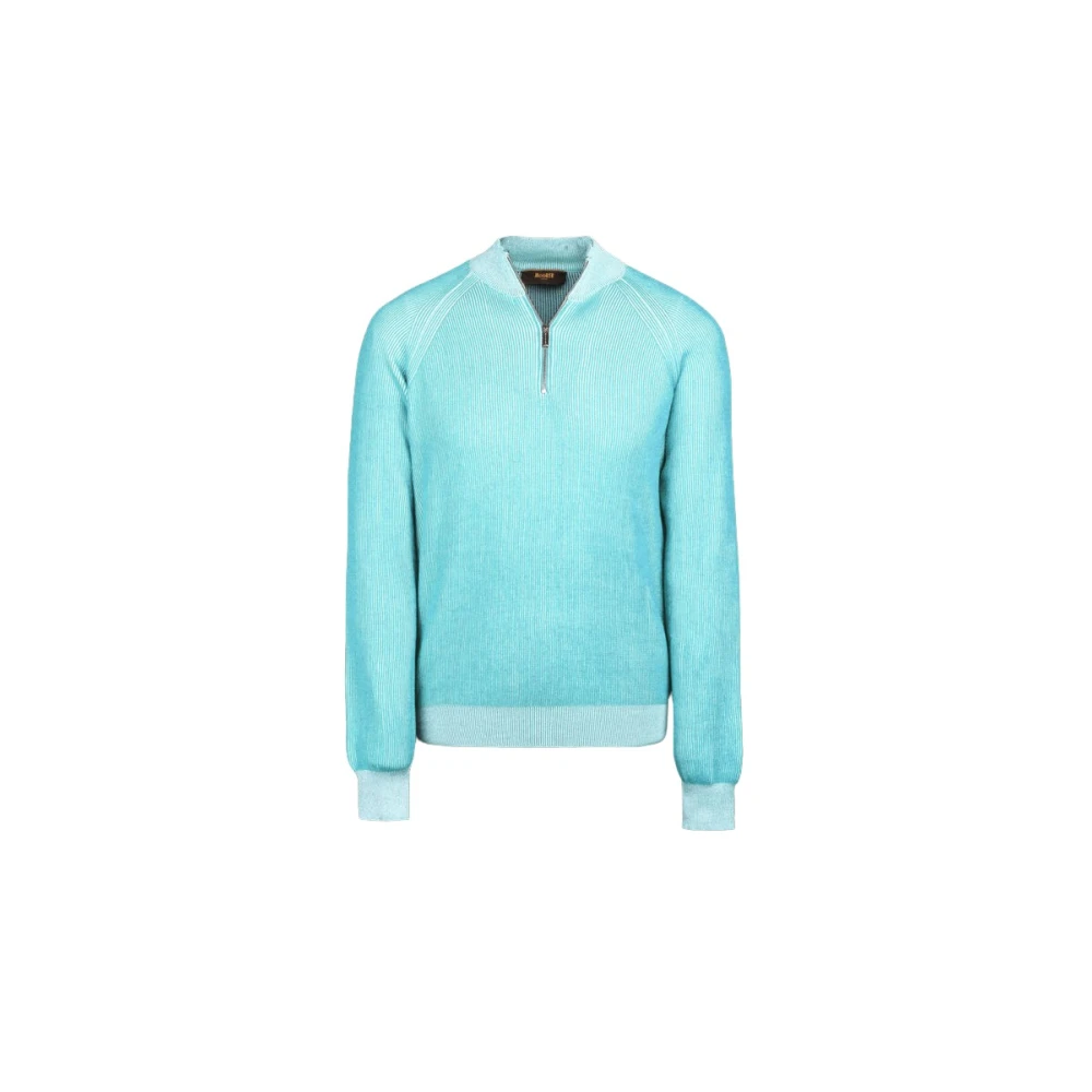 Moorer Men's Blue Turtlenecks, 2XL, Sea Island Cotton Rib Jumper