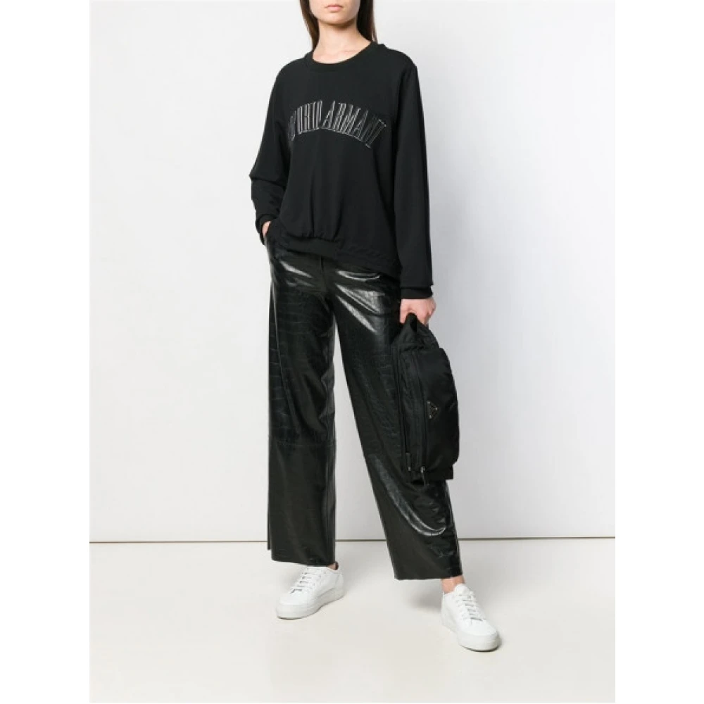 Emporio Armani Ronde hals sweatshirt in viscose mix Blue Dames