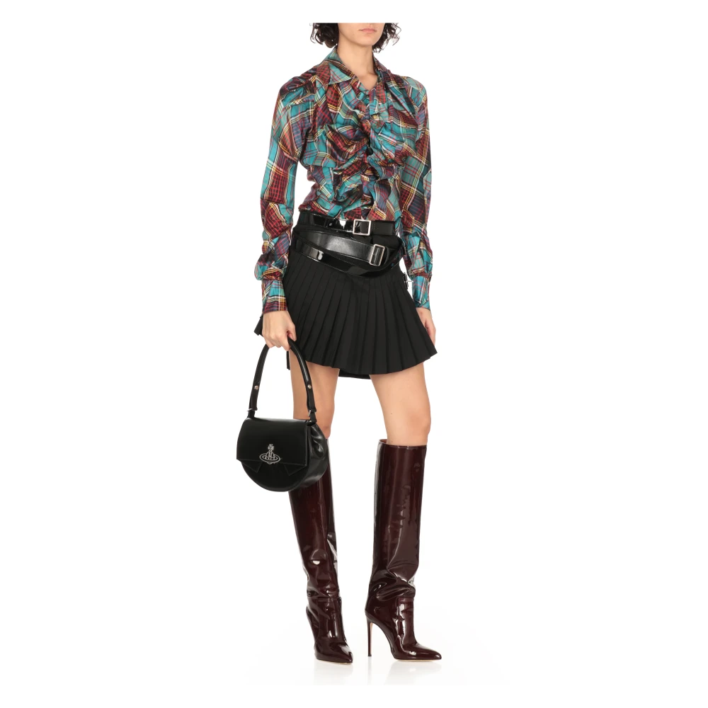 Vivienne Westwood Zwarte Leren Schoudertas Black Dames