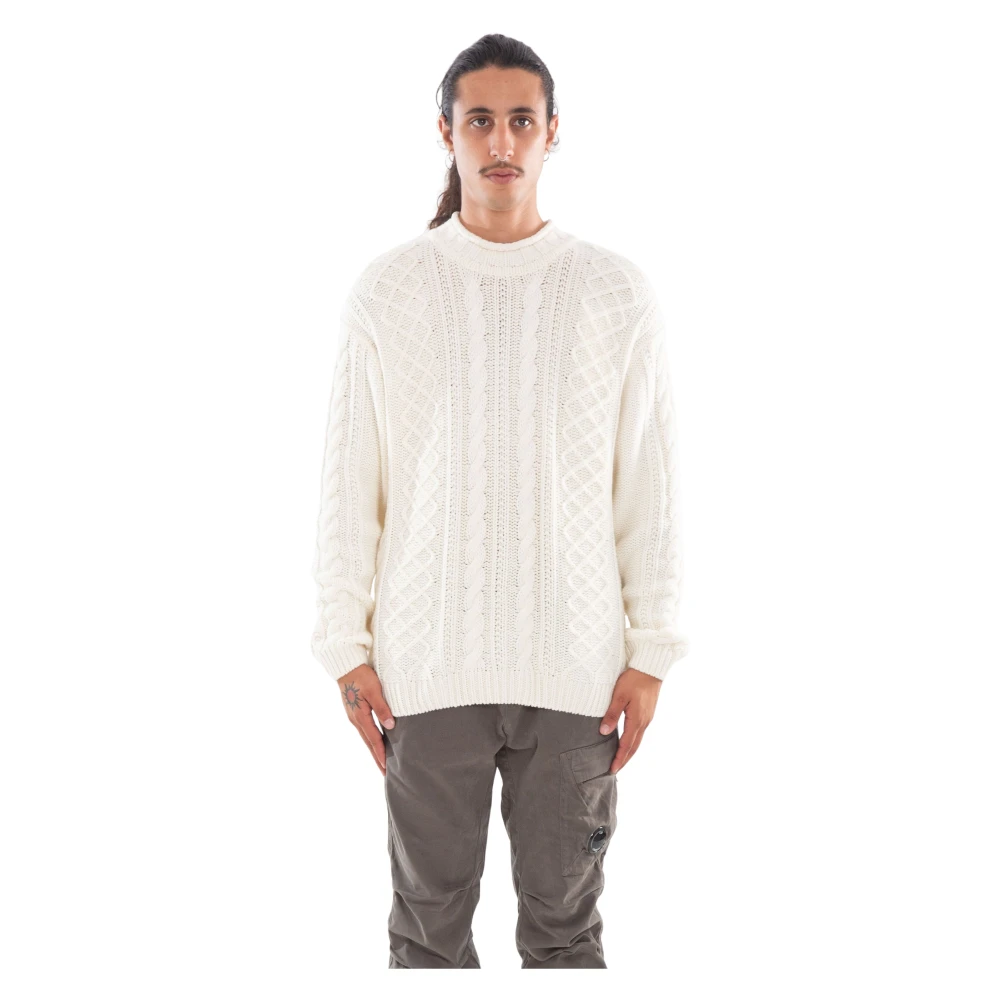 C.P. Company Intarsia Lamswol Gebreid White Heren