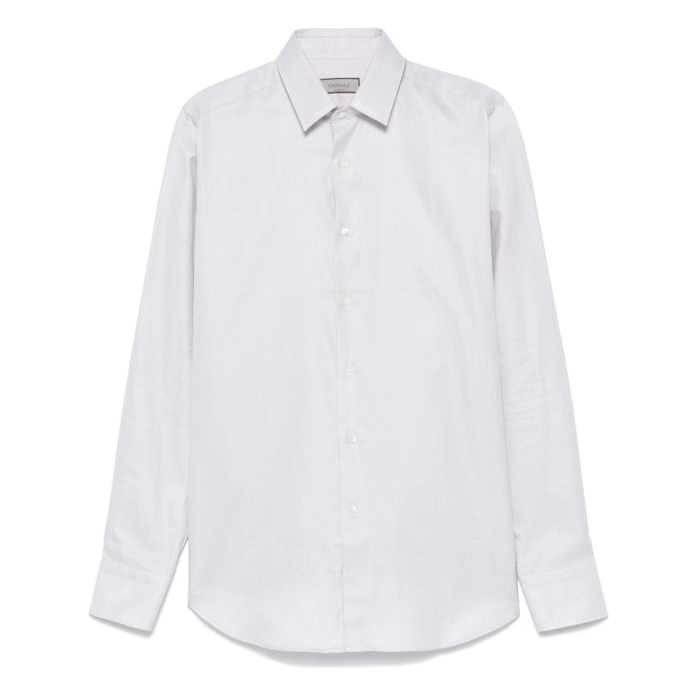 Canali Katoenen overhemd met micro-patroon ontwerp Gray Heren