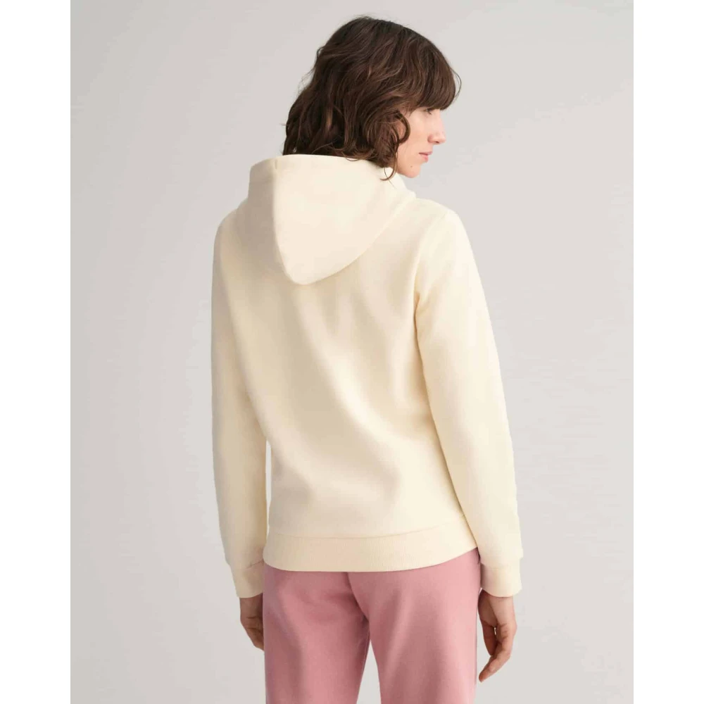 Gant Archief Shield Zip Hoodie Linnen Beige Dames