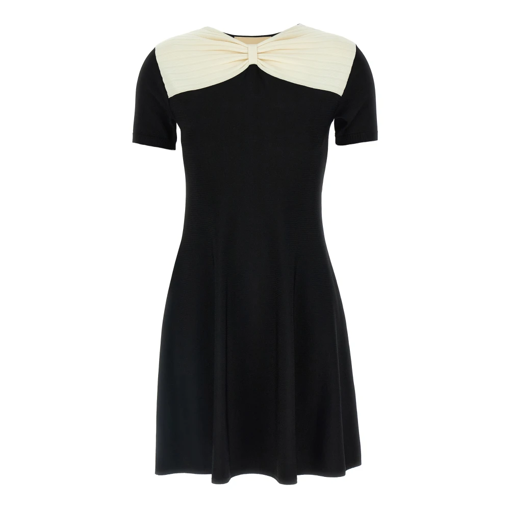 Valentino Garavani Women's Black Bow-Detailed Two-Tone Stretch-Knit Mini Dress - Short Dresses - S - Dresses