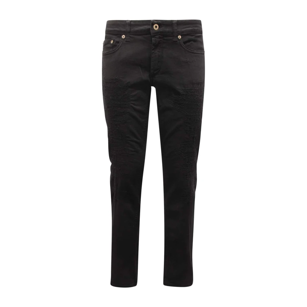 Dondup Women's Black Slim Fit Jeans, W30, Distressed Trousers Made In Italy