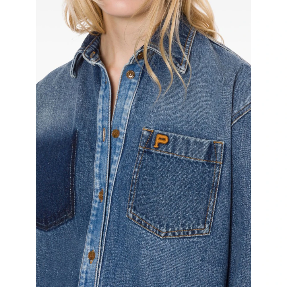 Philosophy di Lorenzo Serafini Blauwe Patchwork Denim Overhemd Blue Dames