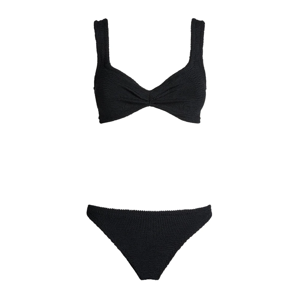 Hunza G Stretch Smock Twist Bikini Set Black Dames