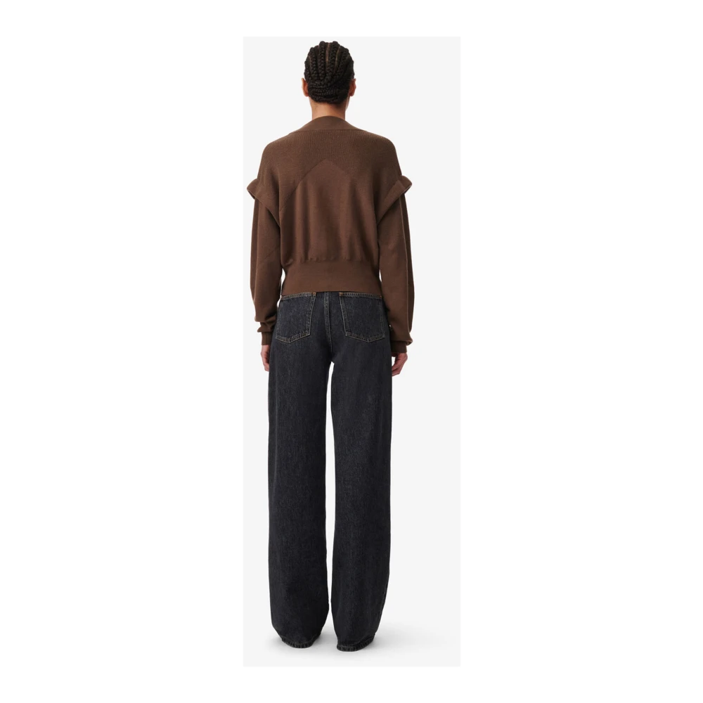 IRO Bruine Gebreide V-Hals Trui Brown Dames