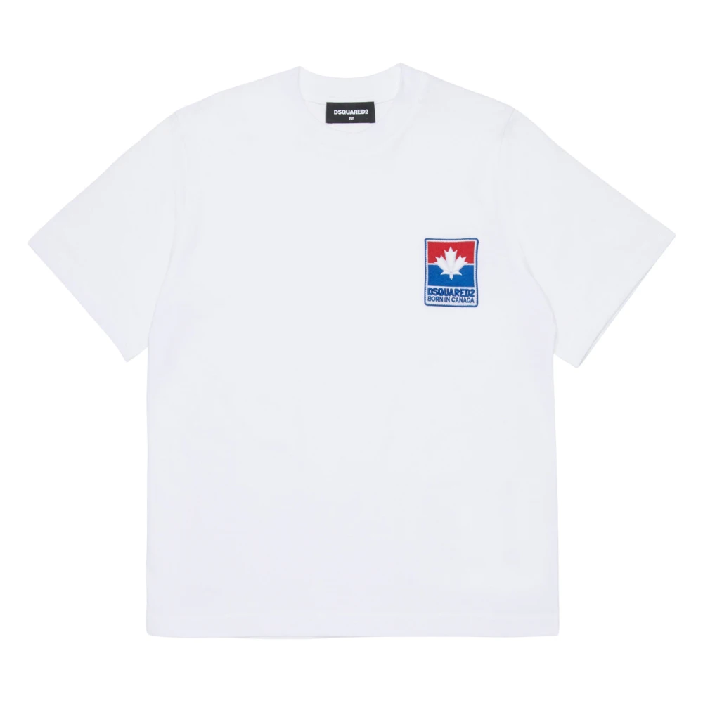 Dsquared2 Unisex White Maple Leaf Logo T-Shirt