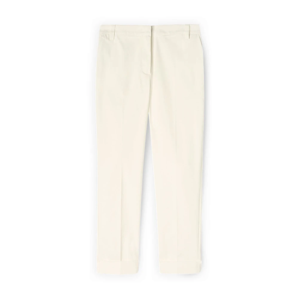 Motivi Vrouw Wit Broeken Dames, Xs, Katoen, Cropped Katoenmix Broek