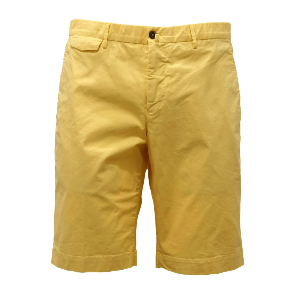 Pt01 Men's Yellow Casual Shorts, S, Bermuda Shorts In Stretch Fabric