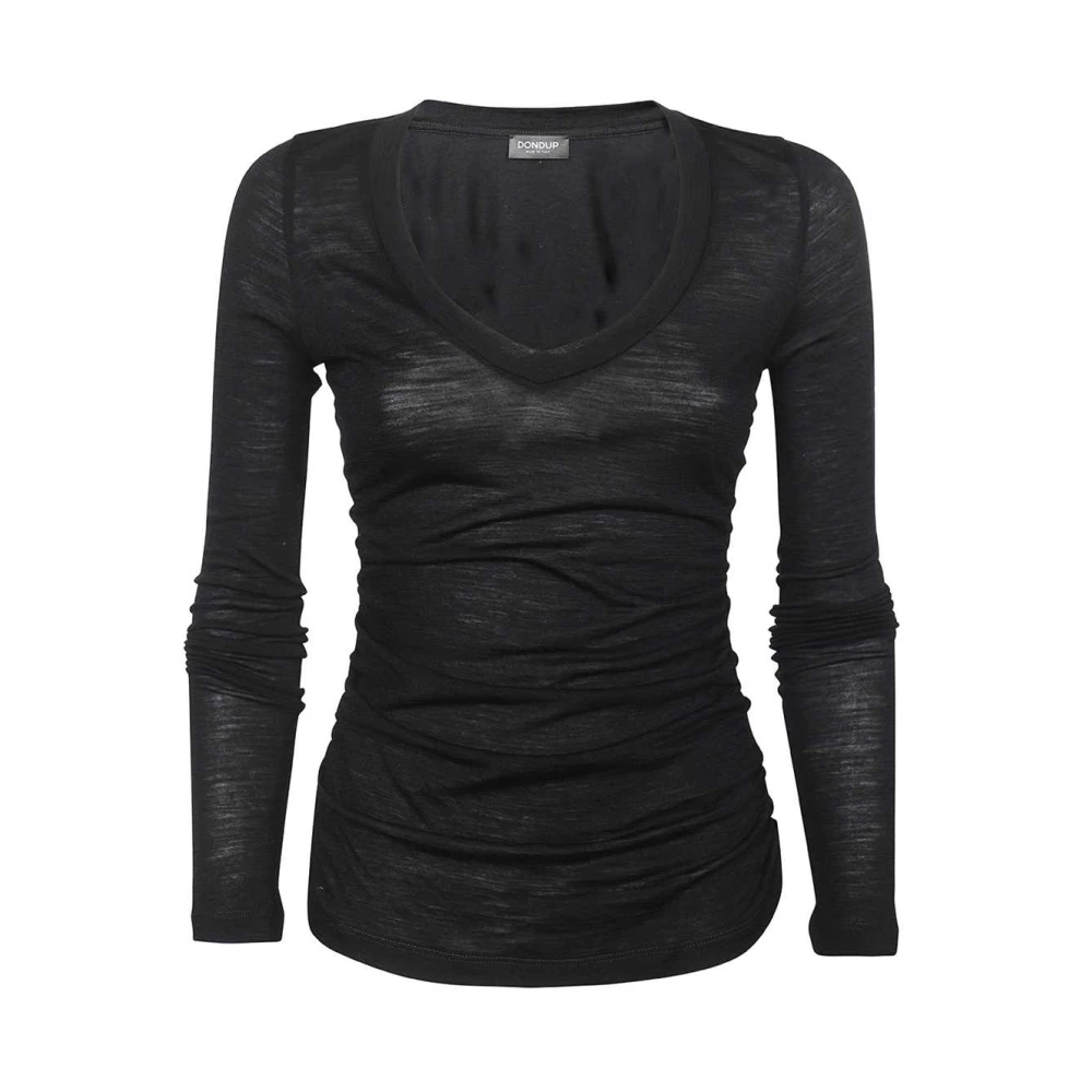 Dondup Wollen Langarm T-Shirt Black Dames