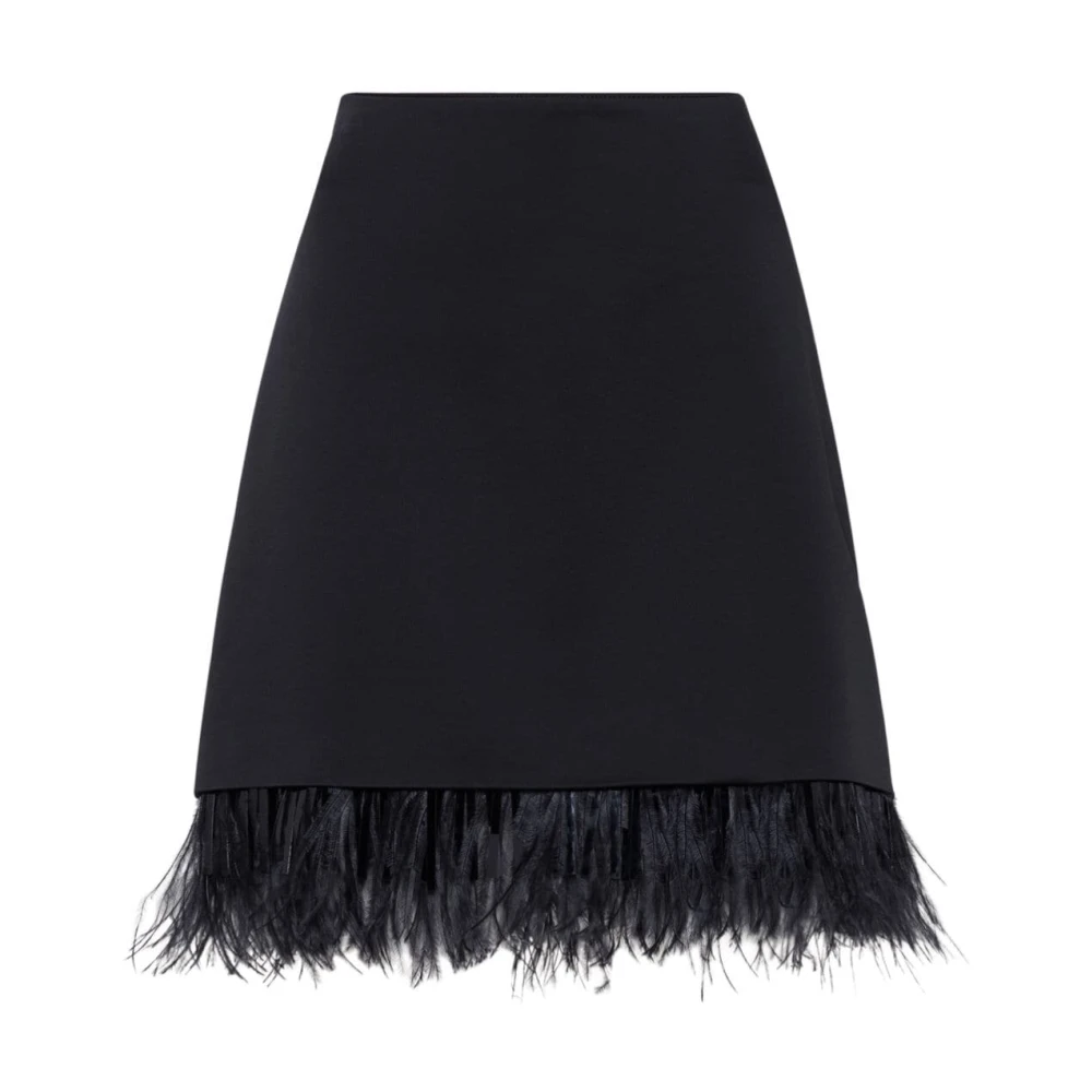 BRUNELLO CUCINELLI Zwarte A-Lijn Rok met Veer Trim Black Dames