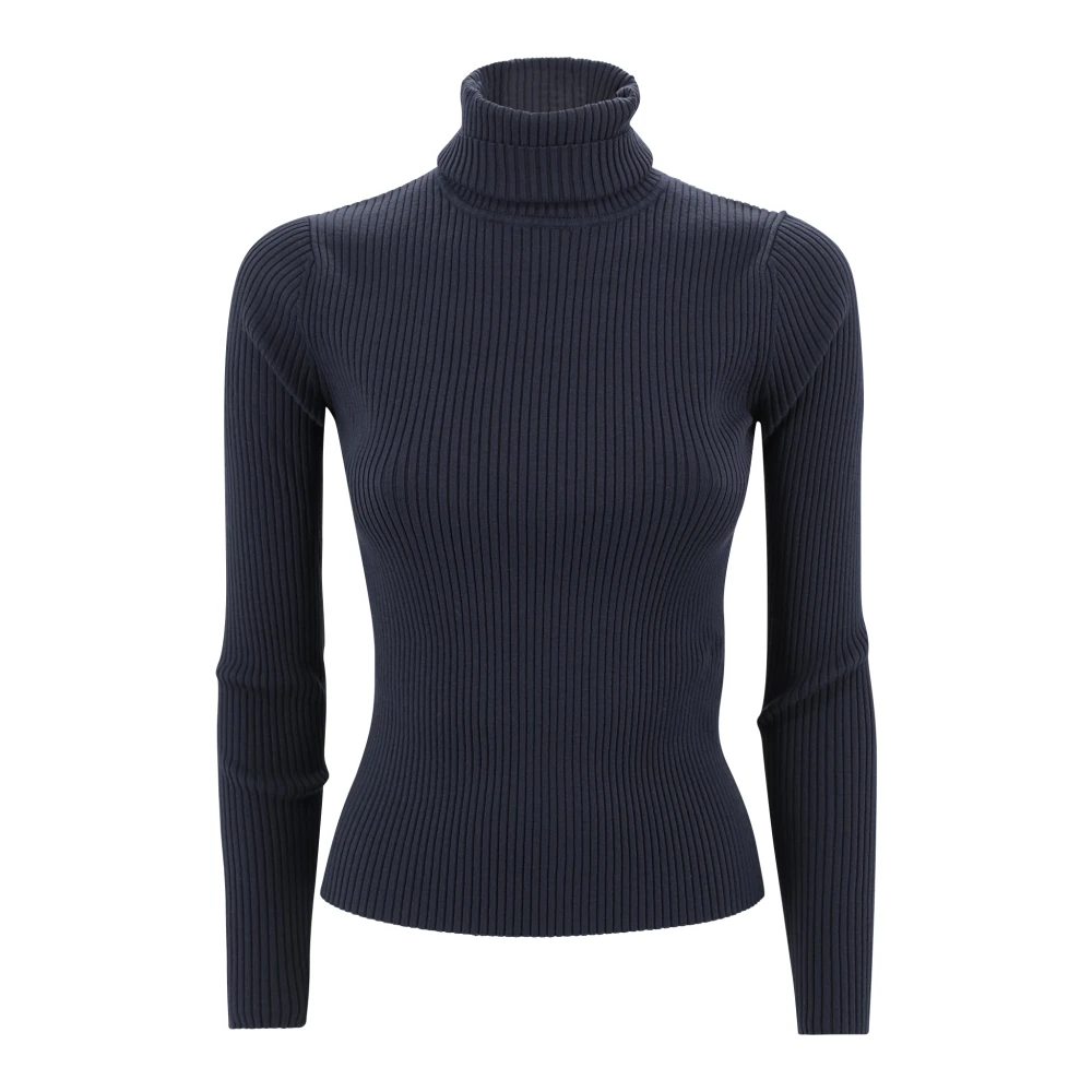 P.a.r.o.s.h. Blauwe Ribgebreide Trui met Cut-Out Detail Blue Dames