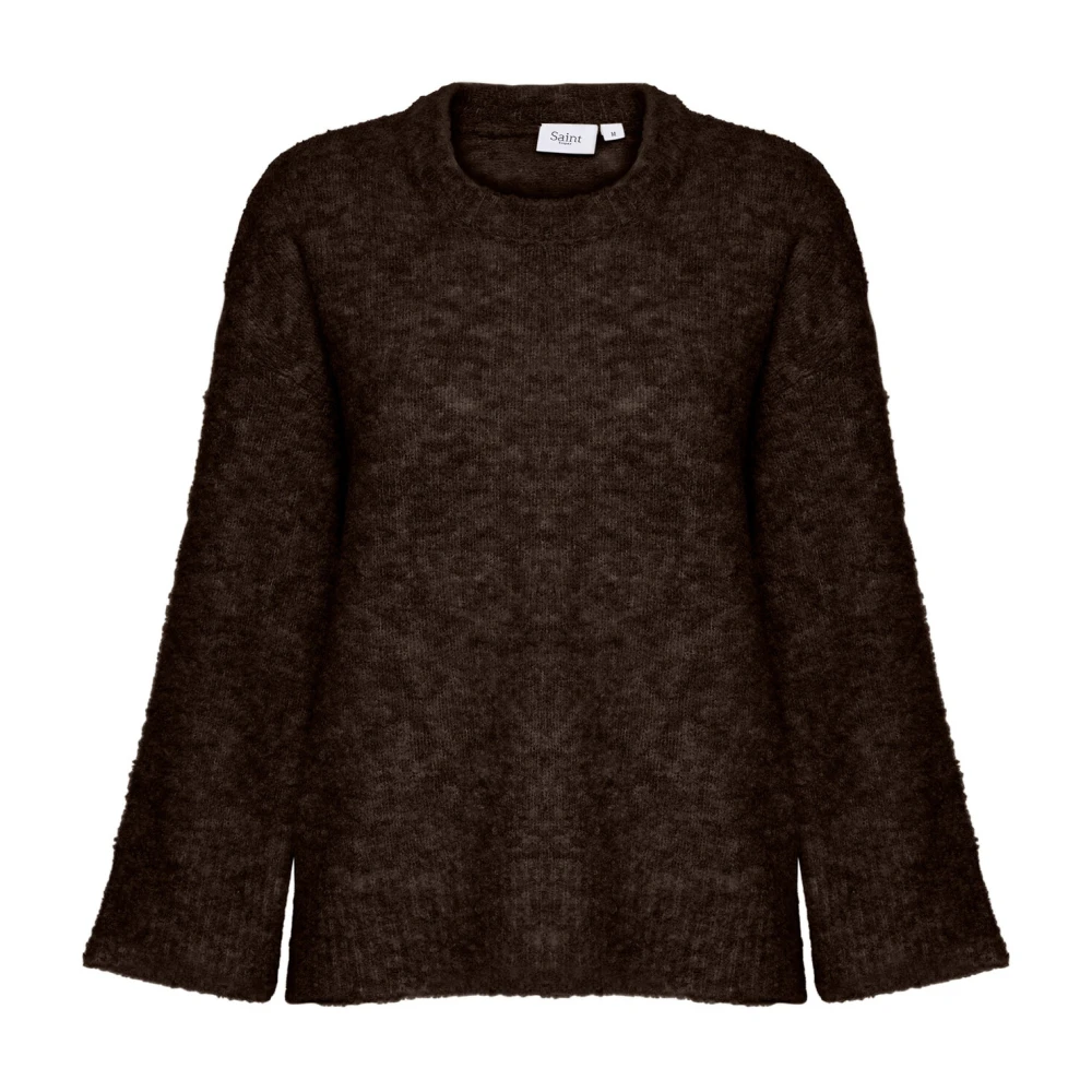 Saint Tropez Mörk Ek Stickad Tröja Pullover Brown, Dam