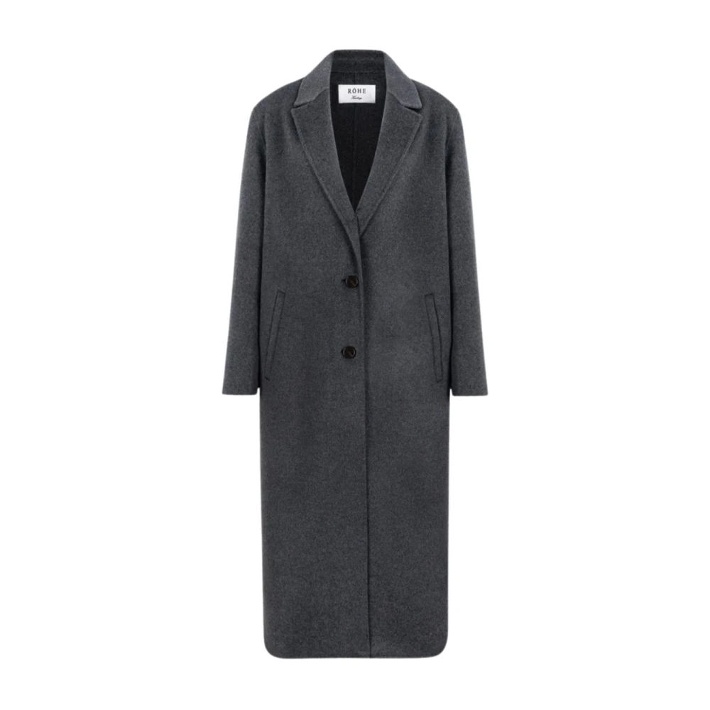 Róhe , Single-Breasted Coats, Female, Gray, M, Double-Faced Wool Long Coat