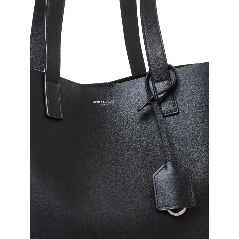 Saint Laurent Stoere Zwarte Leren Tote Tas Black Heren