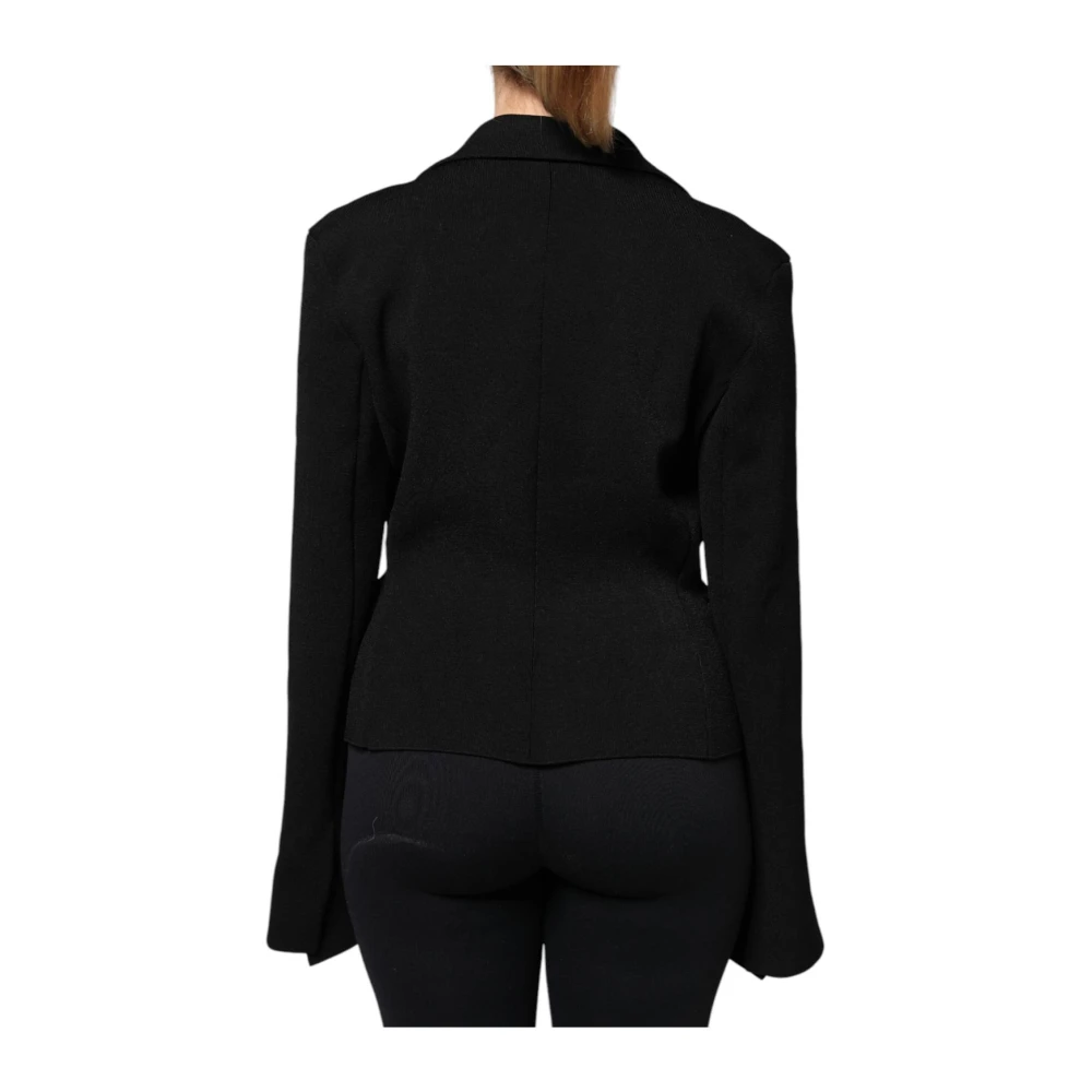Dolce & Gabbana Zwarte Gebreide Blazer Lange Mouwen Black Dames