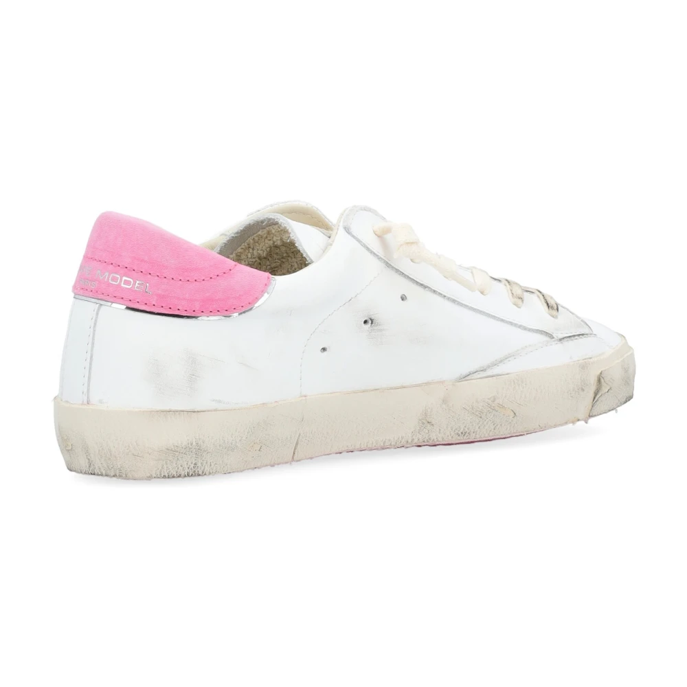 Philippe Model Paris X Leren Sneaker met Fuchsia Details Pink Dames