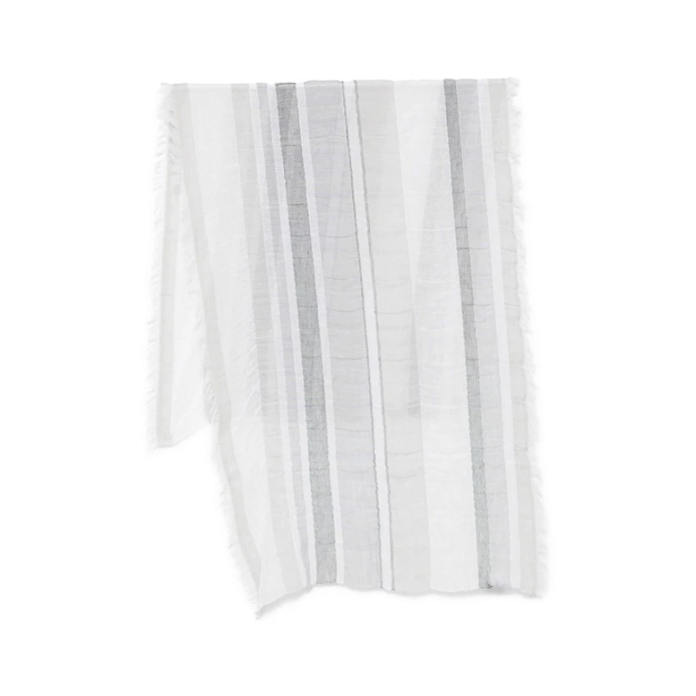PESERICO Gestreepte Metallic Draad Franje Sjaal Gray Unisex