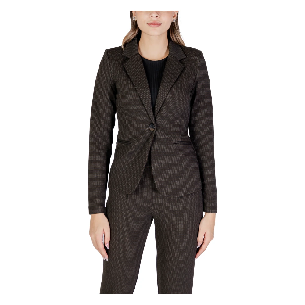 Ichi Bruine Blazer met Zakken en Revers Brown Dames