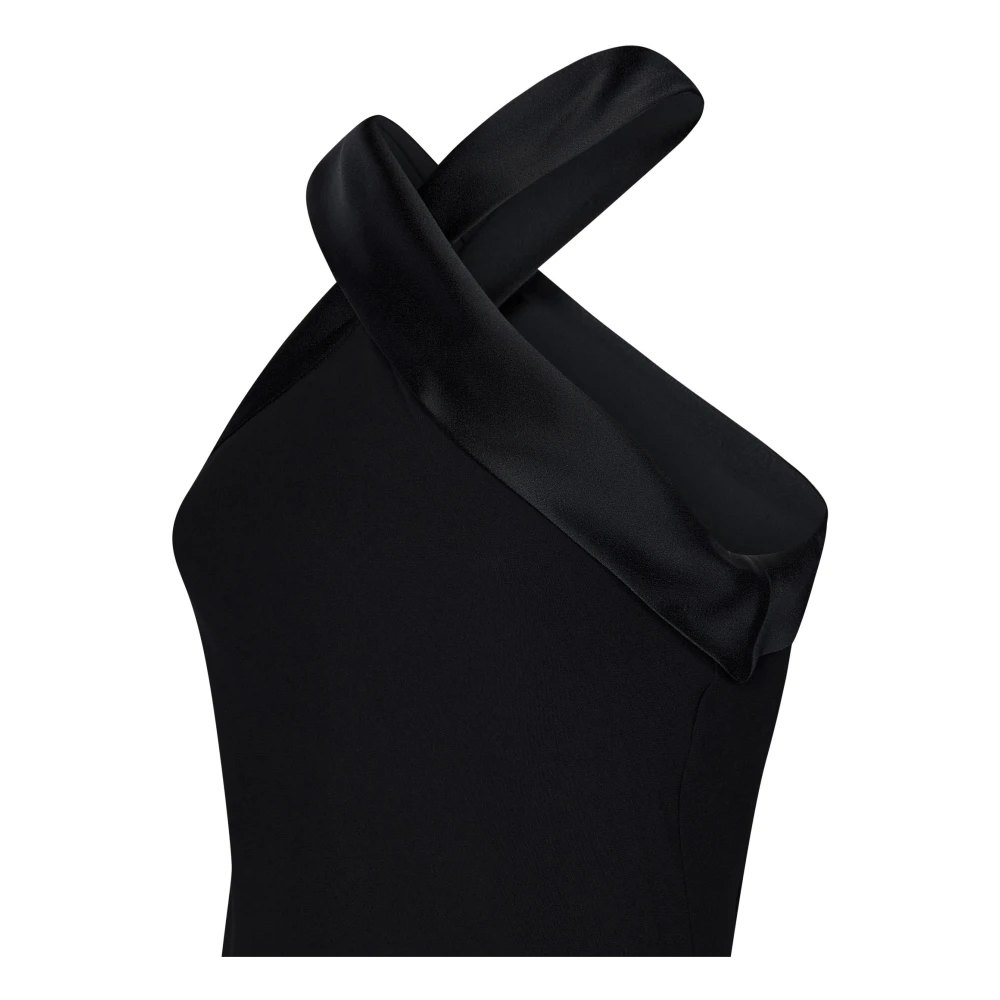Max Mara Zwarte Gekruiste Halslijn Jurk Aw24 Black Dames
