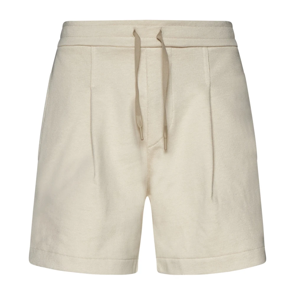 A Paper Kid Korte Cream White Katoenen Jersey Shorts Beige Heren