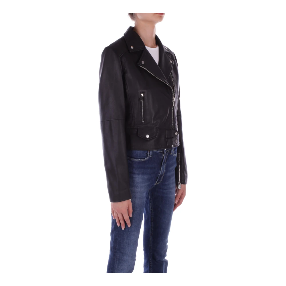 pinko Zwarte Leren Ritsjas Black Dames