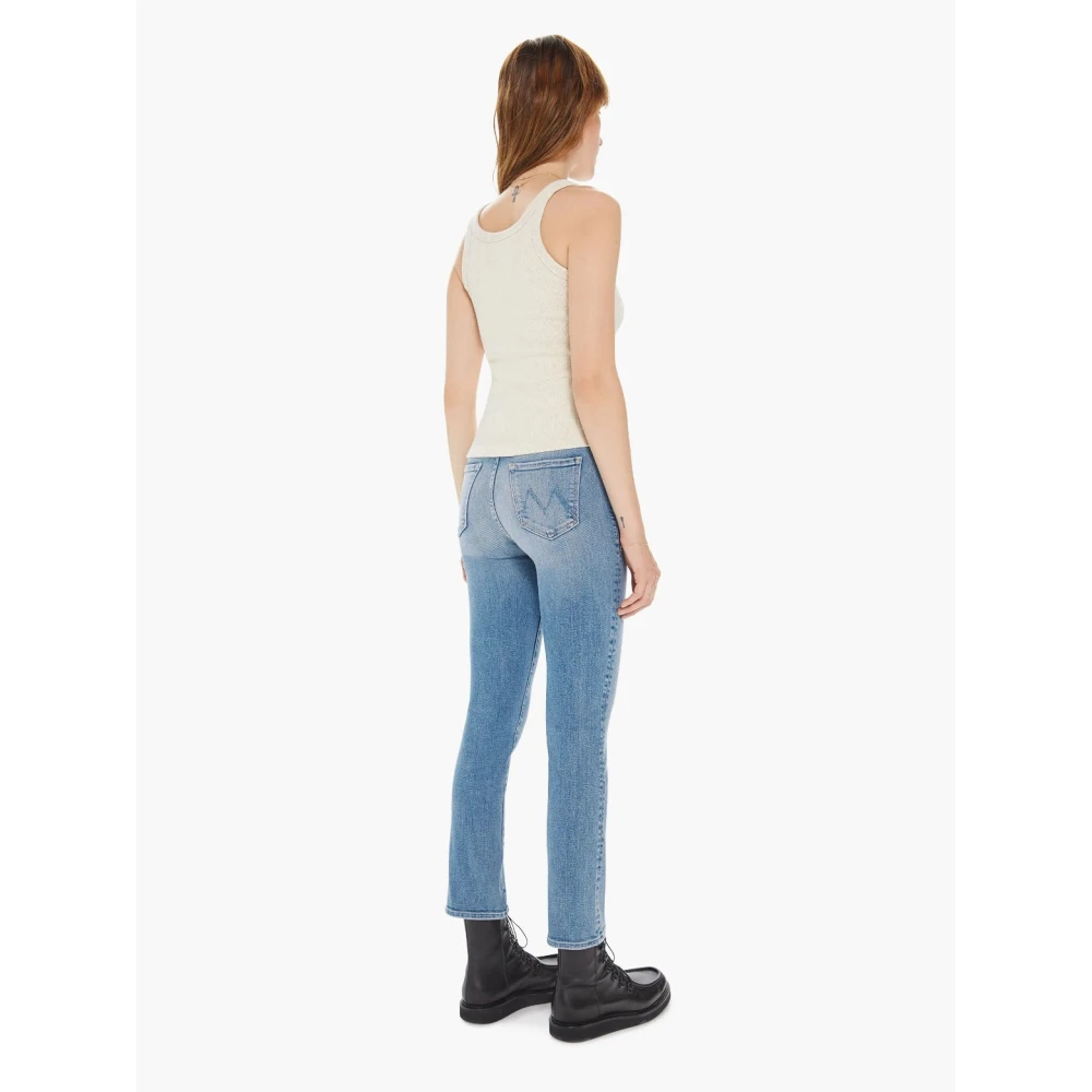 Mother Skinny Straight Leg Enkel Jeans Blue Dames