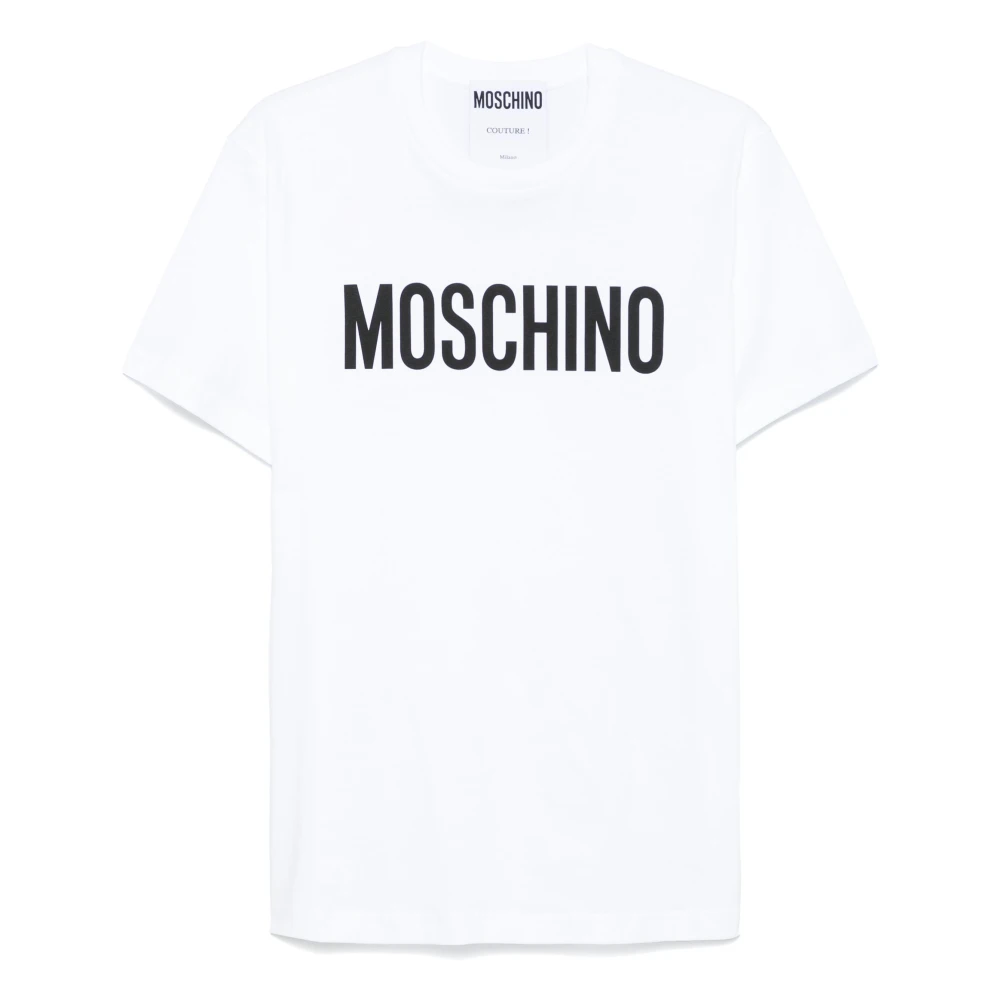 Moschino Men's White T-Shirts,, Crew Neck Logo T-Shirt Medium