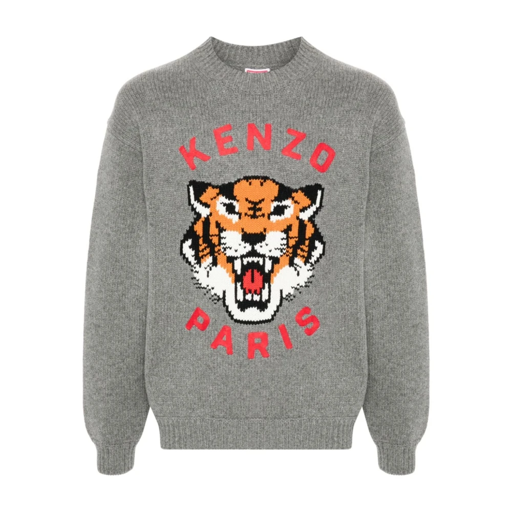 Kenzo Geborduurde Lucky Tiger Sweater Gray Heren