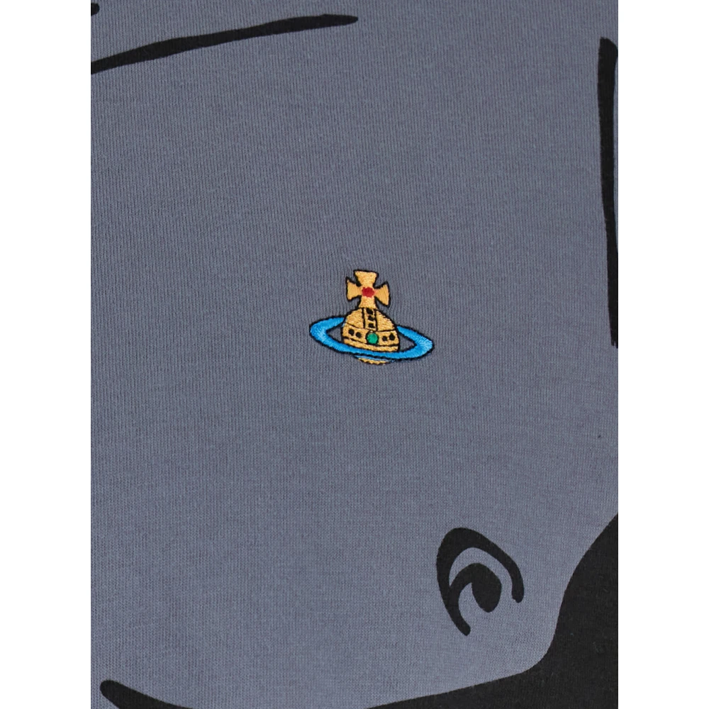 Vivienne Westwood Logo Geborduurde T-shirts en Polo's Gray Heren