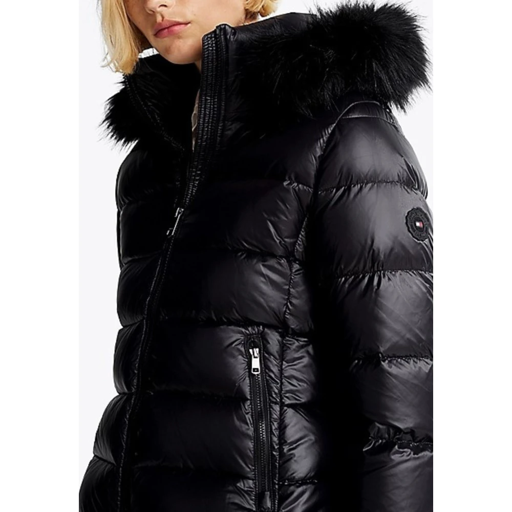 Tommy Hilfiger Dames Gloss Down Jas met Bont Black Dames