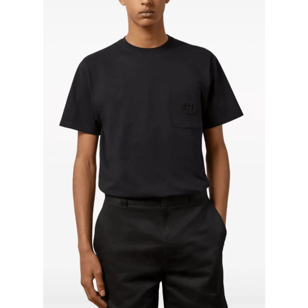 Gucci Zwarte Interlocking G Katoenen T-shirt Black Heren