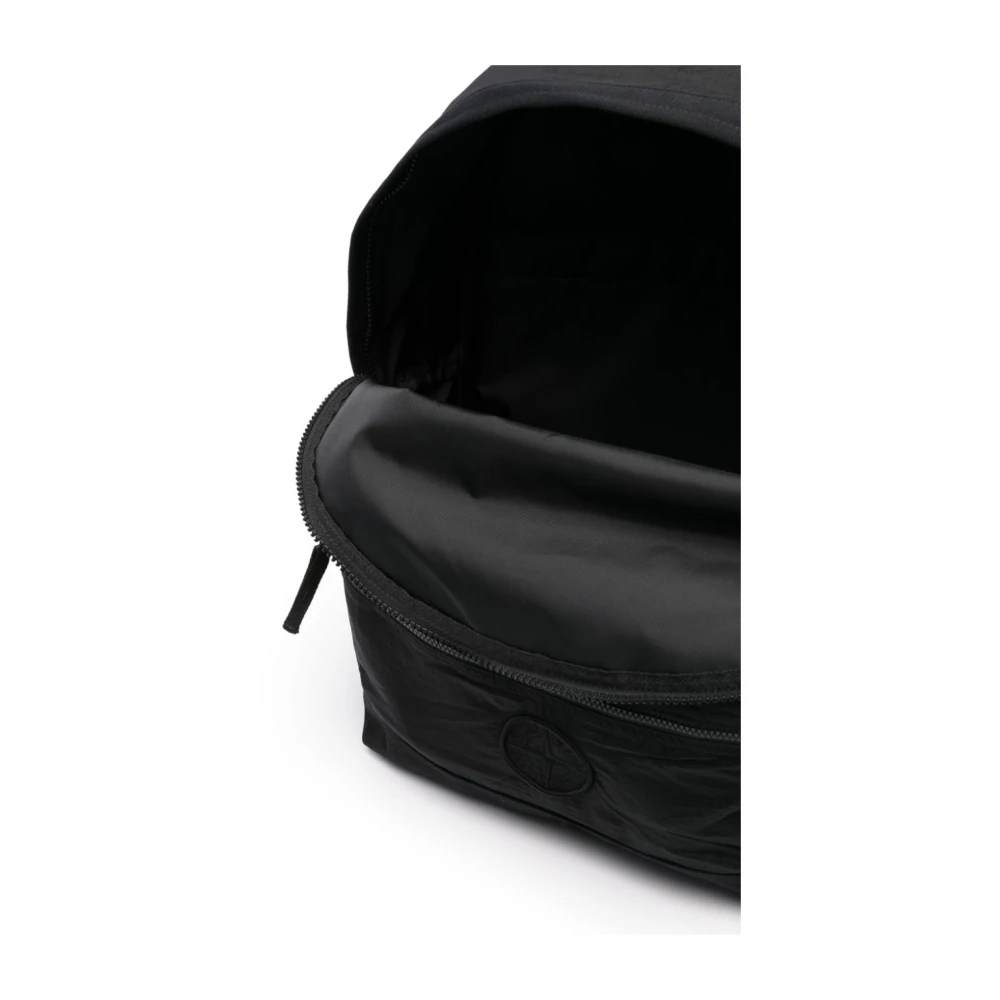 Stone Island Zwarte rugzak met geborduurd logo Black Heren