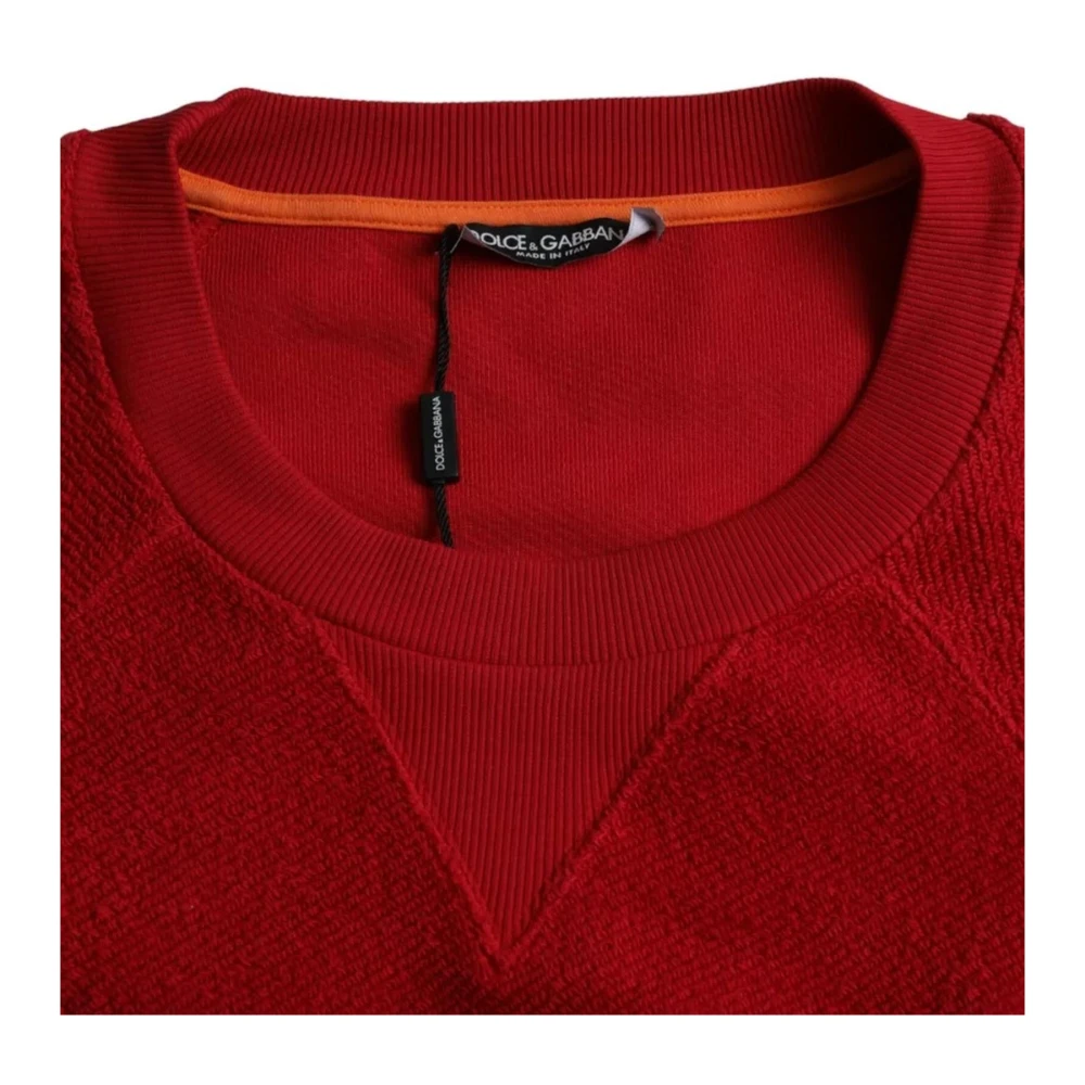 Dolce & Gabbana Logo Katoen Ronde Hals Sweater Red Heren