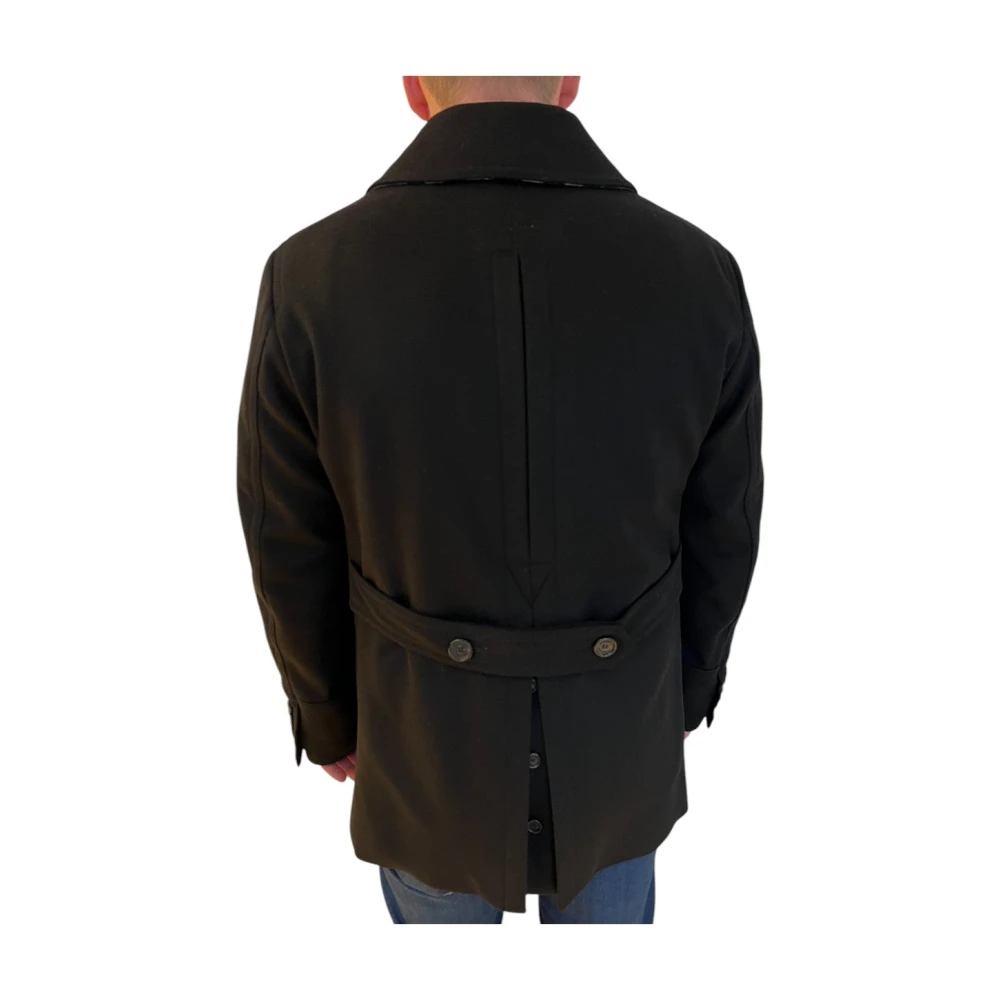 Burberry Kasjmierwollen jas met hoornknopen Black Heren