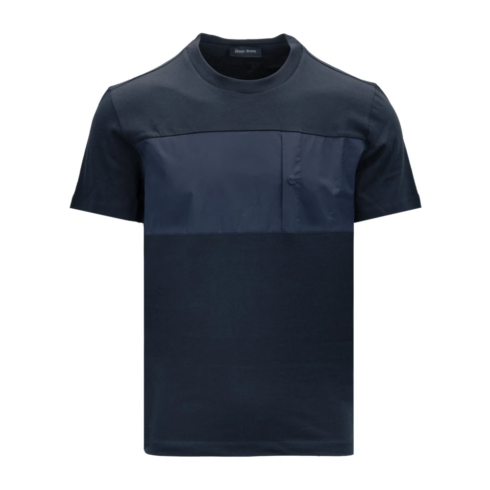 Herno Mannen Crew Neck T-Shirt Blue Heren