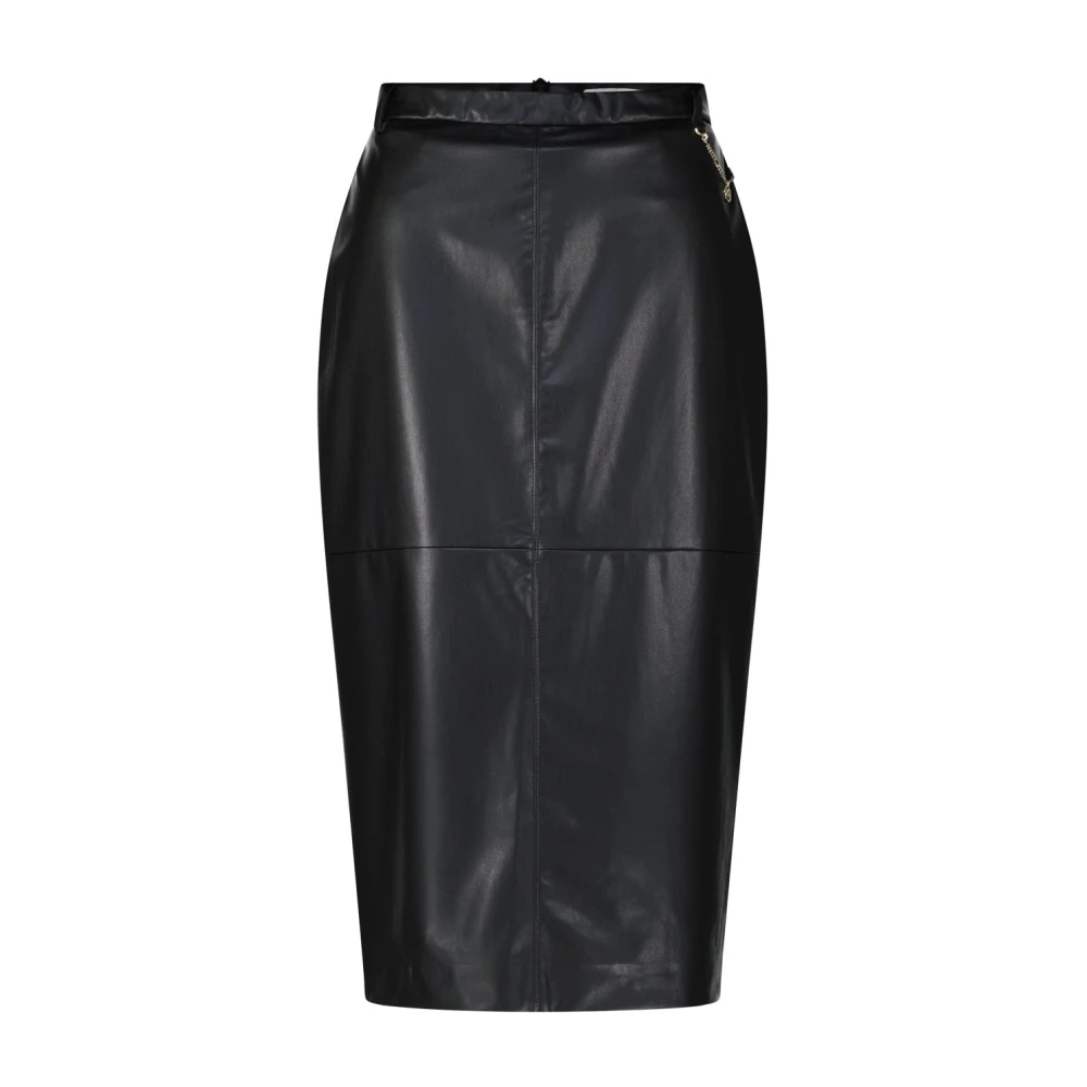 RAFFAELLO ROSSI Midi Rok van Imitatieleer met Kettingdetail Black Dames