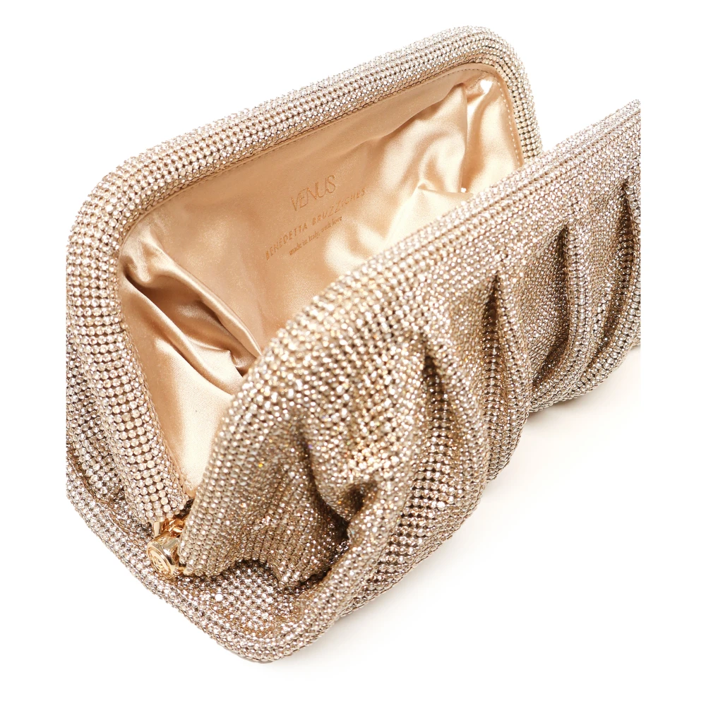 Benedetta Bruzziches Gouden Kristal Mesh Clutch Tas Yellow Dames