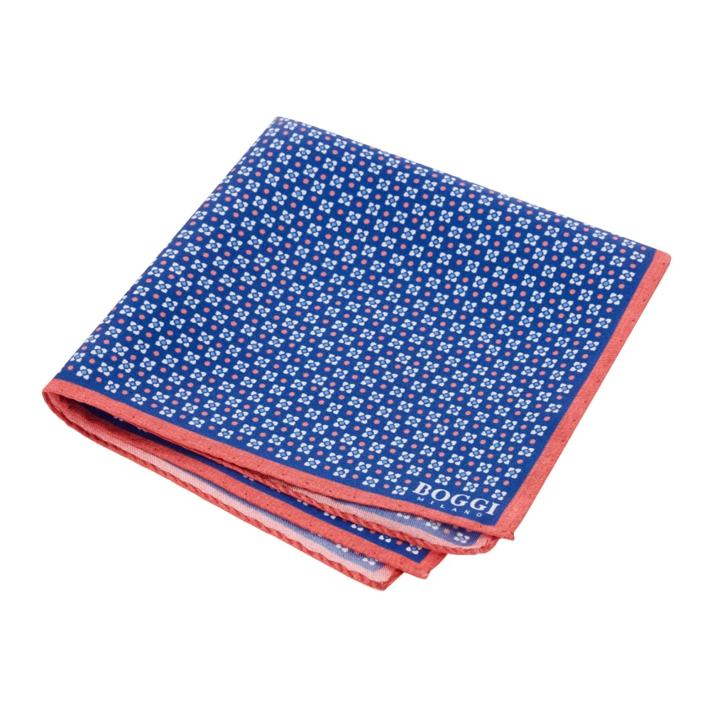 Boggi Milano Bloemen zijden pochet Blue Heren