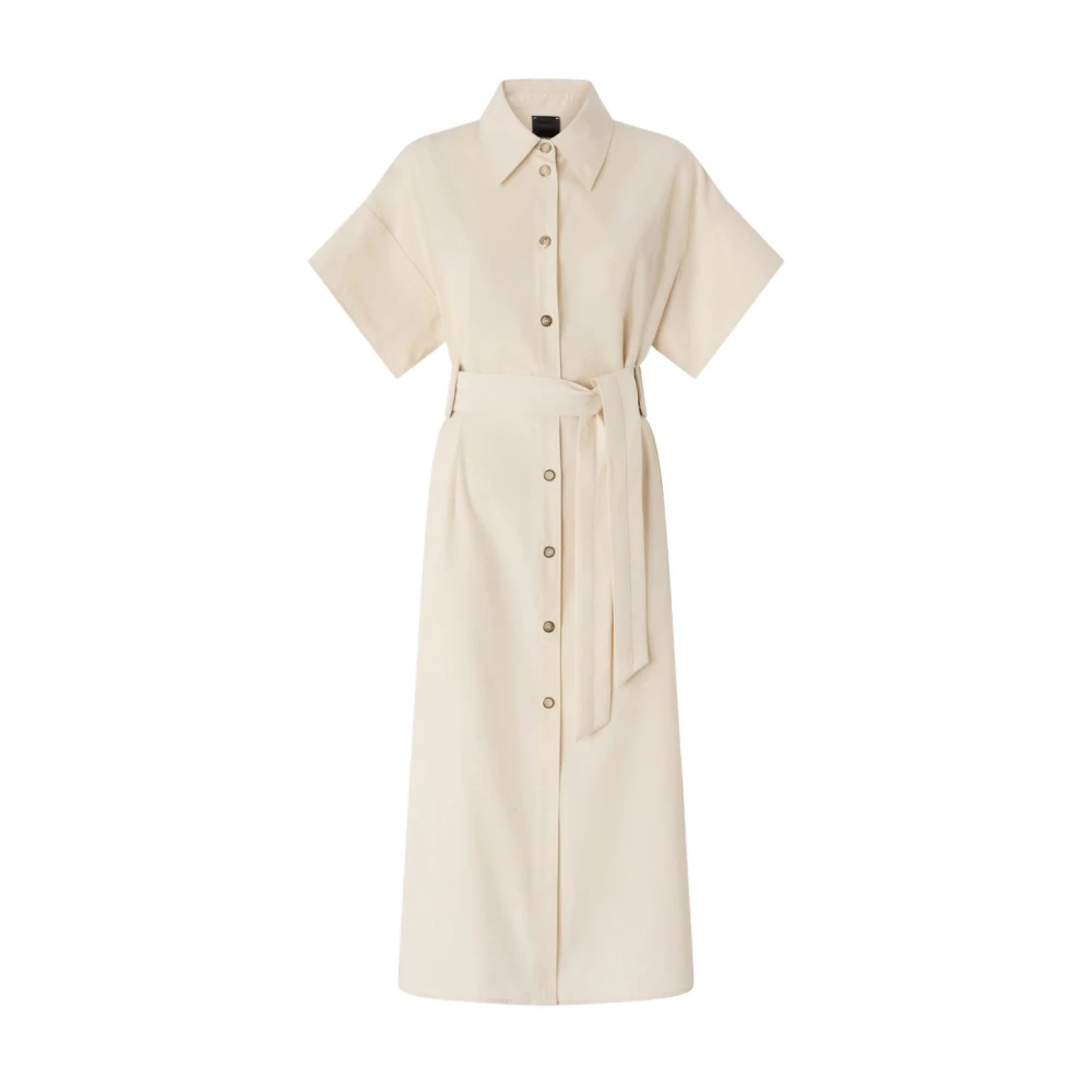 Pinko Women's Beige Shirt Dresses, L, Button-Front Midi Shirt Dress