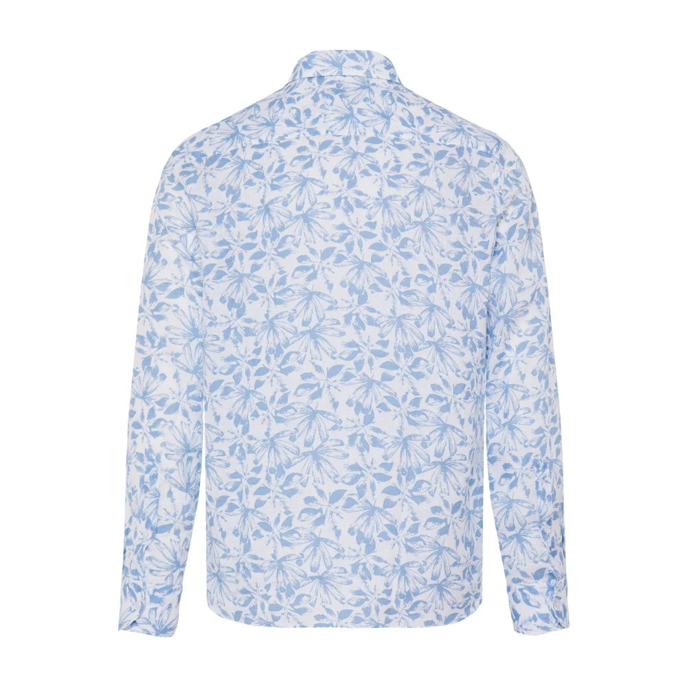 Sonrisa Linnen Bloemenshirt Made in Italy Blue Heren