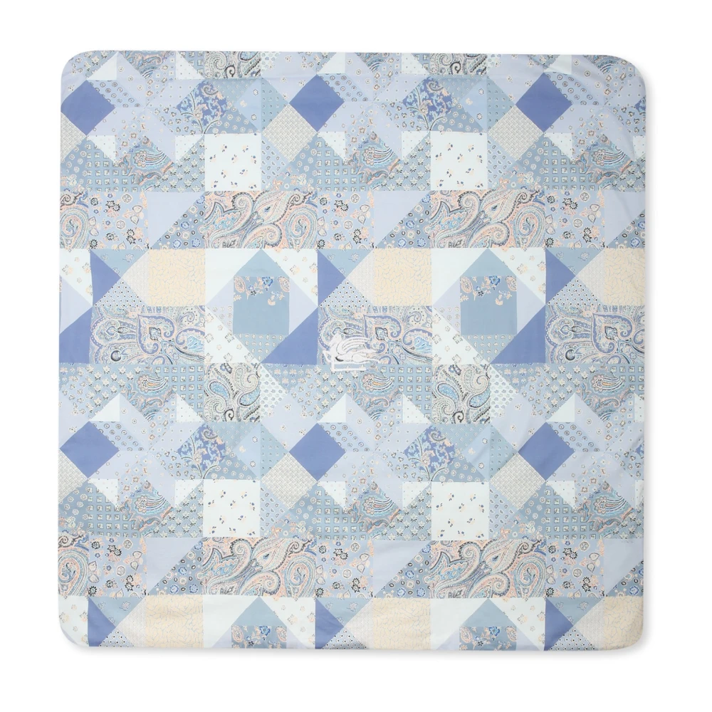 ETRO Paisley Patchwork Pegasus Geborduurd Deken Blue Unisex