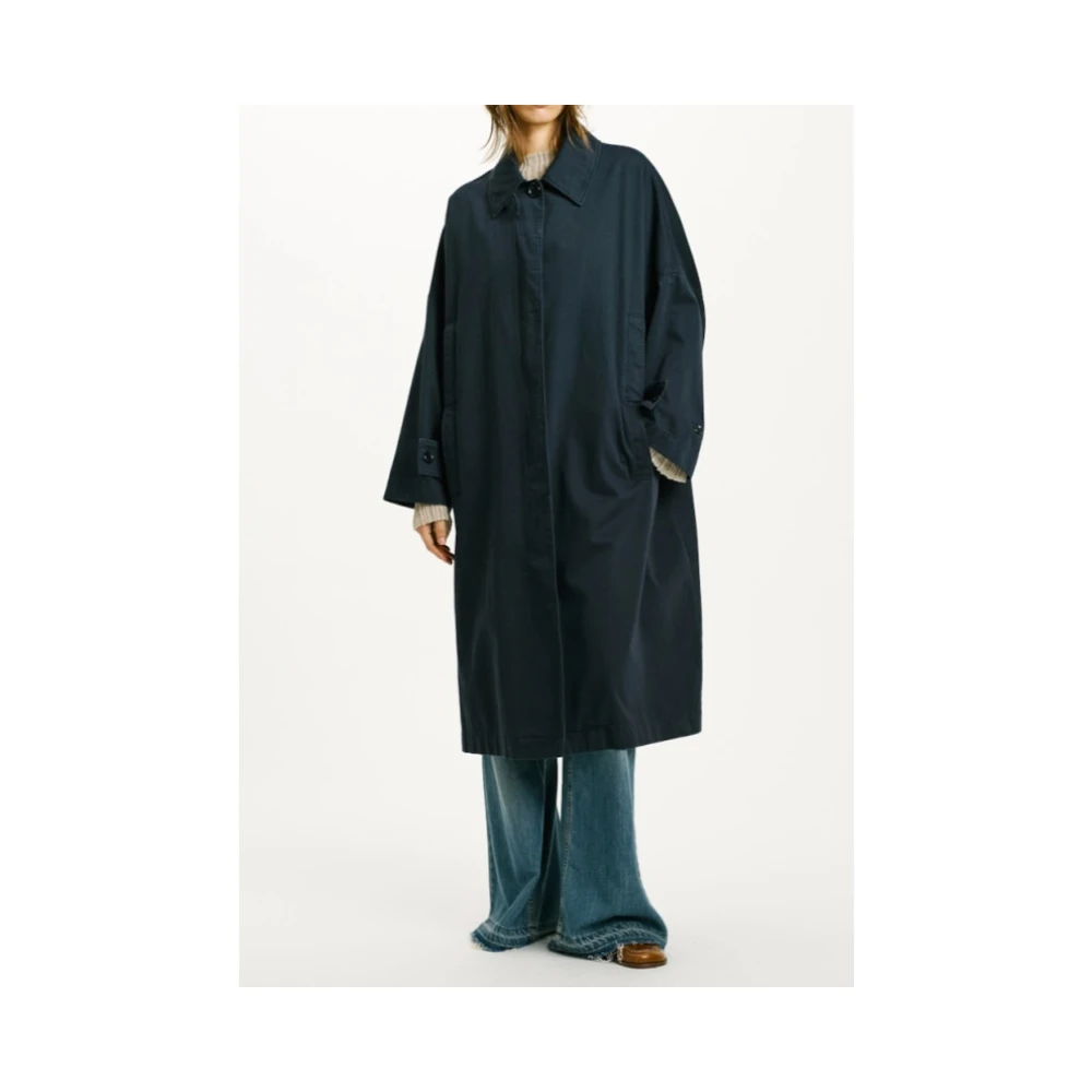 Momoni Oversized Trenchcoat in Marineblauw Blue Dames