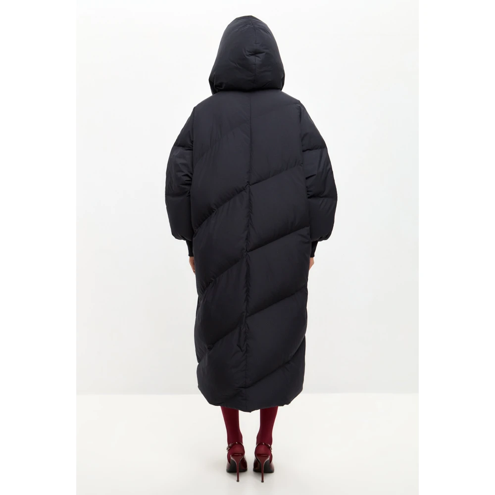Cesare Gaspari Oversized Hood Quilted Puffer Coat Blueberries Blue Dames