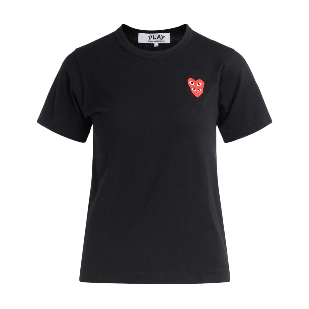 Comme des Garçons Play Zwart T-shirt met overlappende harten voor dames Black Dames