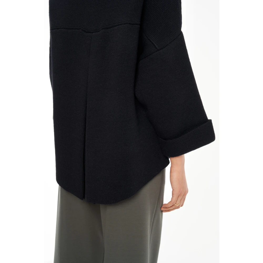 Vicario Cinque Marineblauwe Wol-Alpaca Jas Blue Dames