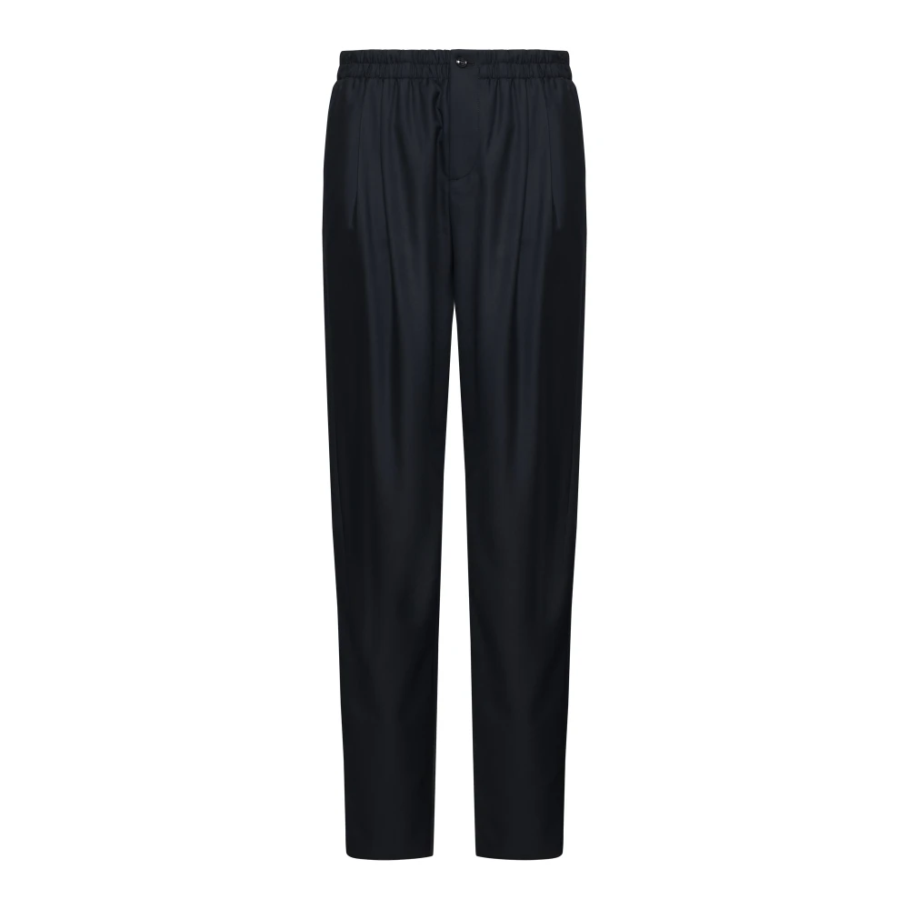 Giorgio Armani Zwarte Wol Kasjmier Broek Black Heren